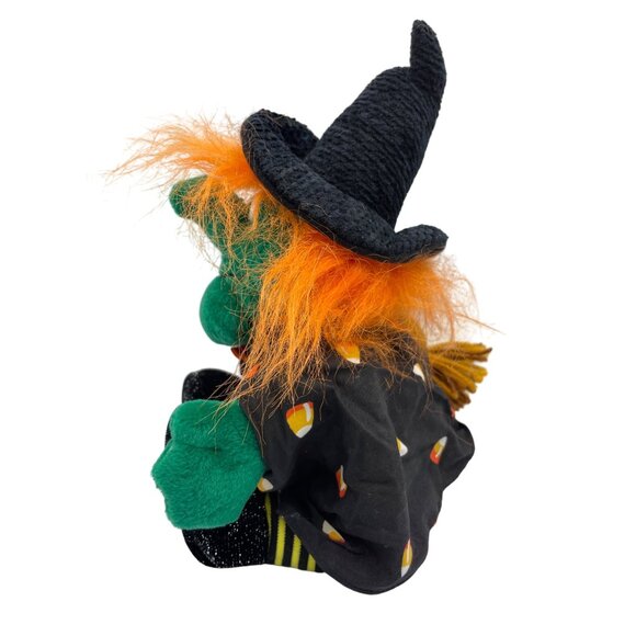 Animated Halloween Witch Plush With Her Hat Broomstick & Candy Corn Outfit Works - Picture 9 of 15